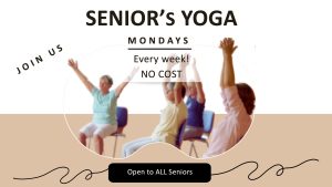 Seniors Yoga class announcement at Alderwood United Church.
